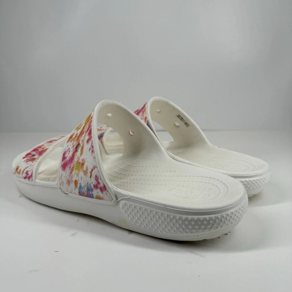 Crocs Classic Tie-Dye Graphic Men's US 12 Multi/White Summer Slip-On Sandals